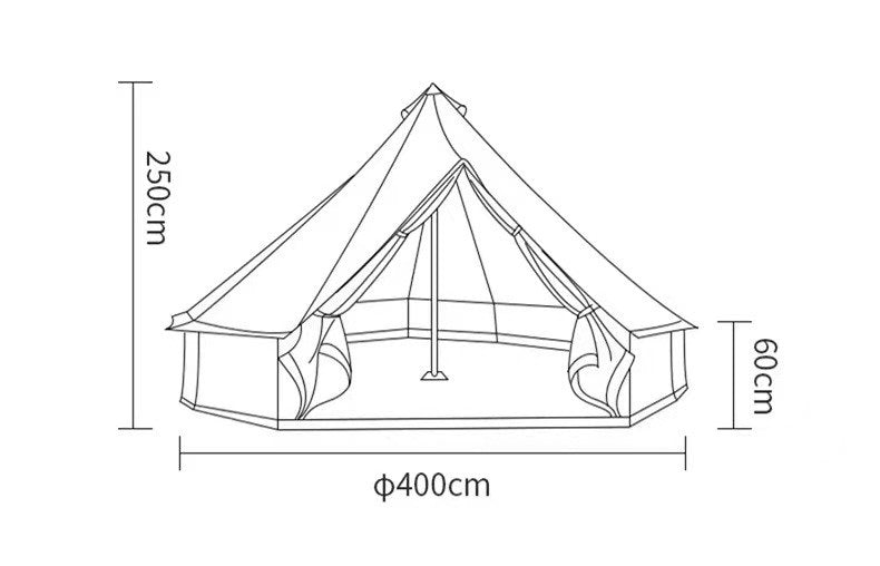 4M Light PU Bell Tent With Stove Hole